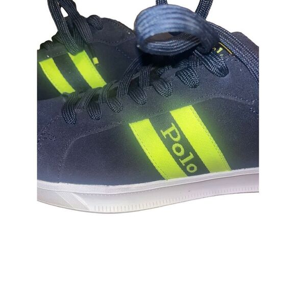 POLO RALPH LAUREN Retro Court Sneaker Shoe Mens Size 7 Neon Green and Navy Suede - Picture 4 of 5